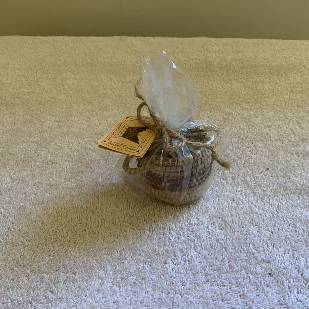 Handwoven Striped Boho Basket Made in Middle East NWT